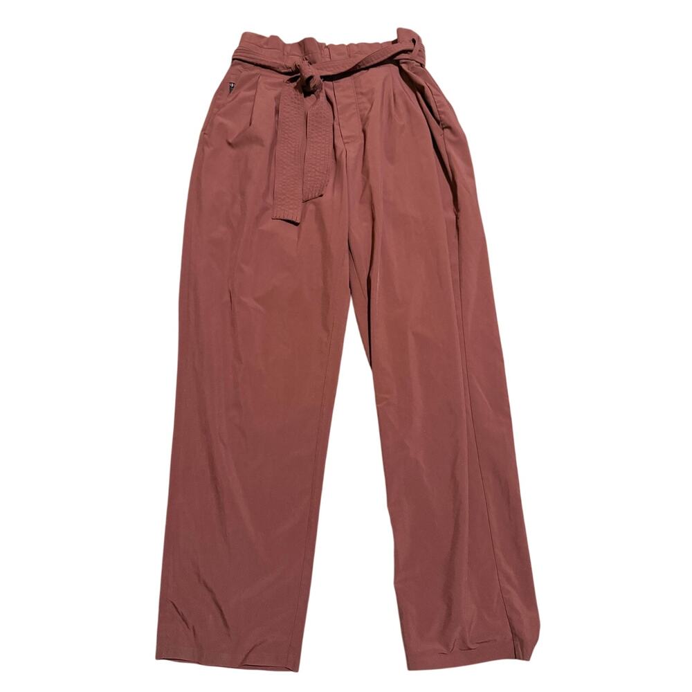 Athleta Skyline Paperbag Tie Waist Pants, Rust Brown, Stretch Ankle, Size 12